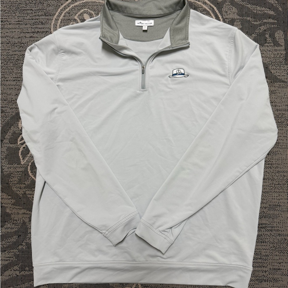 Peter Millar Perth Performance Gray Quarter-Zip P… - image 1